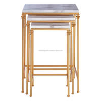 Lot de 3 tables d'appoint modernes en marbre blanc et or pour la décoration intérieure Mobilier de salon simple et attrayant