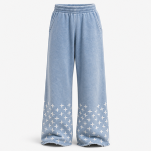 Custom Wide Leg <b>Sweatpants</b> with French Terry Fabric for <b>Women</b> Streetwear Brands Wholesale Factory OEM - Product Image 2