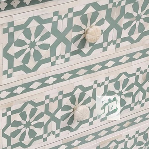 Cajón con Incrustaciones de Hueso de ILAHI, Diseño Moderno con Detalles de Ágata, Mueble Portátil para el Hogar - Product Image 1