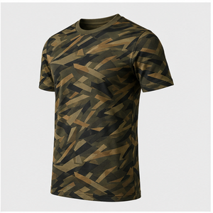 Camiseta de Manga Corta para Hombre con Estampado de Camuflaje en Bronce Oliva Personalizada, Cuello Redondo, MTS-CAMO-0026 - Product Image 3