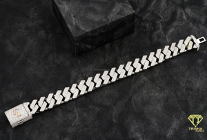 Exclusive Iced Out Fishbone Link <b>Bracelet</b> Crafted with Brilliant Round Cut Moissanite Stones and Secure Hidden Box - Product Image 5