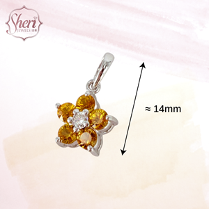 [เชอรี จิวเวลส์] จี้ทองคำขาวแท้ 18K สำหรับผู้หญิง รูปทรงดอกไม้เล็กๆ ประดับด้วยไพลินสีเหลืองธรรมชาติและเพชรแบบฝังง่าม ดีไซน์เรียบง่าย - Product Image 2