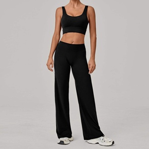 Conjunto de Yoga para Mujer Hecho en Pakistán, 2 Piezas, Secado Rápido, Transpirable, Ecológico, Ligero, Spandex/Nylon, Cintura Elástica, Color Sólido - Product Image 4