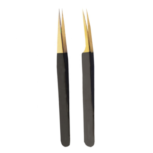 Custom Black Gold Eyelash Extension Tweezers Set Stainless Steel Pointed Tip Multi Color Options Professional Lash <b>Tools</b> - Product Image 1