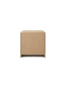 Mesita de Noche Moderna de Madera de Teca Sólida Estilo Escandinavo con 2 Cajones Redondeados Acanalados, Mesa Auxiliar con Almacenamiento, Acabado Natural - Product Image 6