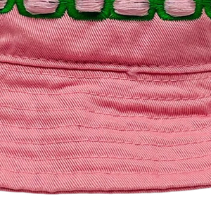 Sombrero de Pesca AKA Pink Boonie Hat Rosa de Ala Ancha para Exteriores con Letras Verdes Bordadas y Correa Ajustable para la Barbilla para Mujer - Product Image 6