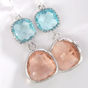 ต่างหูเงินแท้ประดับพลอยอะความารีนสีฟ้าสไตล์วินเทจสำหรับผู้หญิง - ของขวัญสำหรับเจ้าสาวในงานแต่งงาน - Product Image 1