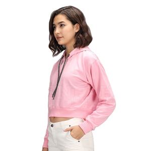 Service OEM directement de l'usine, meilleur matériel, sweats à capuche brodés pour femmes pour l'hiver, haut court à taux réglable pour femmes - Product Image 1