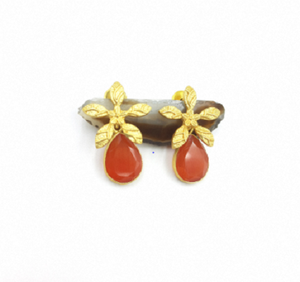 Boucles d'oreilles pendantes en argent avec pierre précieuse naturelle en cornaline rouge en forme de poire, fournisseur de pierres précieuses naturelles - Product Image 1