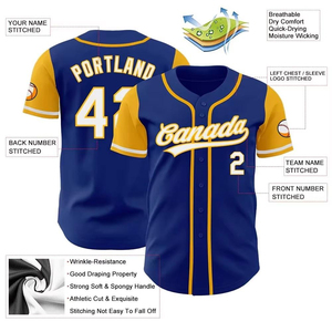 Maillot de baseball imprimé OEM pour hommes, maillots de baseball bleus avec design USA, design personnalisé, maillots de softball et de baseball unisexes pour hommes - Product Image 4