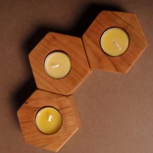Wooden Hexagon <b>Tea</b> <b>Light</b> Candle Holder Premium Natural Wood | Handmade Decorative Candle Stand for Home Decor, Diwali, Living R - Product Image 1