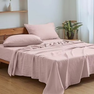 Drap plat en lin uni respirant, couleur unie, toutes saisons, pour lit adulte - Product Image 2