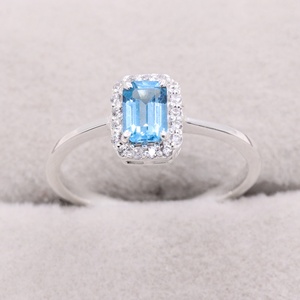 Anillo de Plata de Ley 925 con Circonita Cúbica y Topacio Azul Real de Primera Calidad, Hecho a Mano, Joyería de Cumpleaños para Mujer - Product Image 5