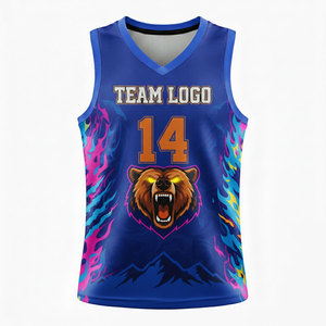 Maillot de basket-ball personnalisé de qualité supérieure, impression par sublimation, respirant, 100% polyester, sans manches, protection UV, maillot d'été - Product Image 1