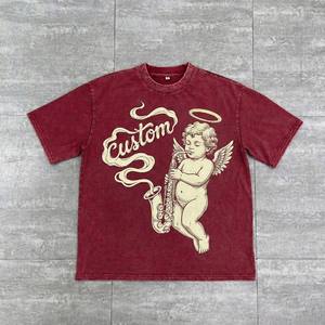 Custom 100% Cotton Screen Print Tee Heavyweight Oversized Boxy <b>Tshirt</b> Vintage Acid Wash T Shirt for Men - Product Image 2