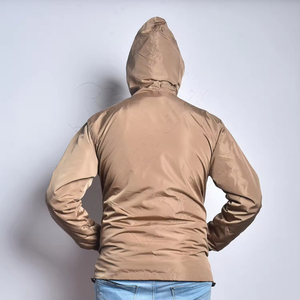 Sudaderas con capucha de tela cortavientos de alta calidad para hombre, manga larga, con cremallera grande, bolsillos, chaqueta cortavientos impermeable personalizada para hombre - Product Image 3