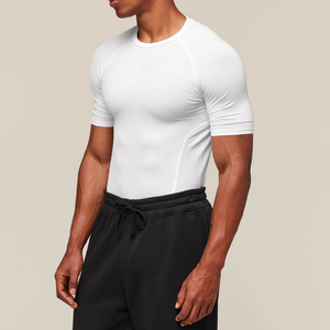 Custom Best Quality Compression Athletic Gym T-Shirt Quick Dry Sport Unisex Fitness Wear Anti-Bacterial Washed Spandex/Nylon - Product Image 4