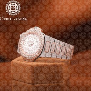 นาฬิกาข้อมือ Charm_Jewells สแตนเลสสตีลหรูหรา ขนาด 40 มม. ระบบอนาล็อก กลไกจักรกล ประดับเพชร กระจกวินเทจ แฟชั่นสำหรับผู้ชาย - Product Image 4