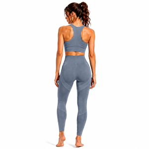 Private Label Women's Fitness Yoga Set Soft Stretch Sports Bra High Waist Workout Leggings ODM Clothing Supplier - Product Image 2