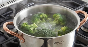 Stainless Steel Round Casserole Pot With Lid <b>Copper</b> Handles Induction Cooktop Compatible Durable Modern Design Perfect For Meals - Product Image 3