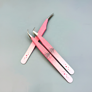 Nouvel ensemble de pinces à cils double embout couleur mate pour extensions de cils, outils pour extensions de cils à pointe en fibre - Product Image 4