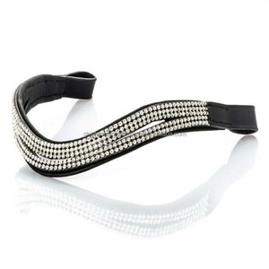 Banda de cuero para cejas de caballo hecha a mano, 5 filas de cristales plateados, doble onda, color negro, todos los tamaños personalizados, venta al por mayor - Product Image 5