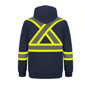 Sudadera con Capucha de Alta Visibilidad para Hombre con Franjas Reflectantes, Chaqueta de Seguridad de Poliéster para Trabajo en Exteriores - Product Image 4