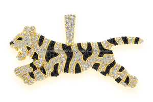 SHRAMAN DIAMOND Custom Stripped Tiger 925 <b>Silver</b> Rhodium Plated Moissanite Diamond Pendant <b>Necklace</b> Hip Hop Party Animal Charms - Product Image 5