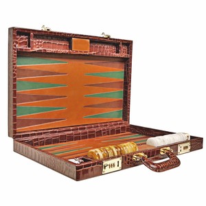 Luxury Quality Foldable Eco-Friendly Durable <b>Backgammon</b> Box Set Large in Size Custom Color Crocodile Leather <b>Board</b> 44mm Checkers - Product Image 5