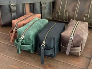 Trousse de Toilette Homme en Cuir Véritable Faite à la Main, Trousse de Voyage, Trousse de Rasage, Pochette de Toilette, Prix d'Usine en Gros TYG-0261 - Product Image 3