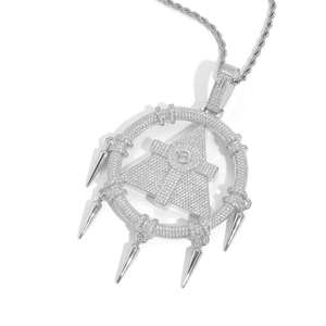 Novedad: Joyería de moda hip hop, collar geométrico vintage con incrustaciones de moissanita, colgante de la Rueda de la Sabiduría del Milenio. - Product Image 2