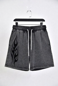 Shorts décontractés en coton pour hommes, taille élastique avec cordon de serrage, shorts de plage d'été, doux, respirants, poches, anti-rides, anti-UV, imprimé floqué - Product Image 5