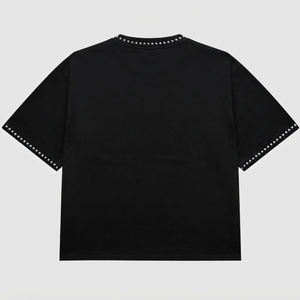 T-shirt imprimé graphique en jersey 100% coton avec strass personnalisés, style vintage tendance, manches courtes, unisexe - Product Image 2