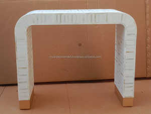 Mesa de consola con incrustaciones de hueso floral Mesa de consola con patrón floral de cascada moderna para sala de estar Dormitorio Hall de Royal Decore Mart - Product Image 4