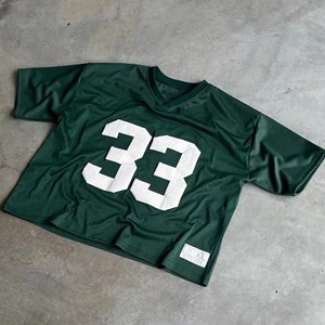 Camiseta de Fútbol Americano Verde para Hombre, Número 33, Cuello en V, Manga Corta, Malla Transpirable, Corte Regular, Talla XL para Adulto - Product Image 1