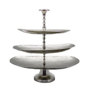 Luxurious Design Metal Brass Border Round Shaped Decorative <b>3</b> <b>Tier</b> <b>Cake</b> <b>Stand</b> With Ring Handle <b>Cake</b> & Pastry Serving <b>Stand</b> - Product Image 2