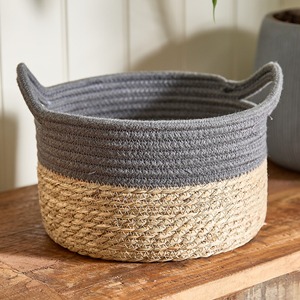 Cesta de almacenamiento pequeña de algas marinas con rayas grises para interiores, cesta de almacenamiento hecha a mano, venta al por mayor, ecológica, hecha en Vietnam - Product Image 5