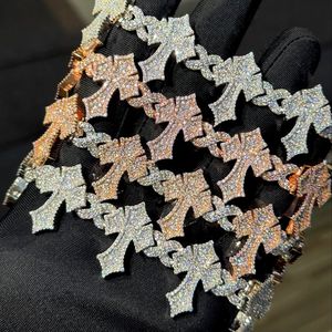 Bracelet unisexe en argent 925 avec pendentif croix en moissanite, style hip-hop, tendance, plaqué argent, à porter au quotidien - Product Image 2