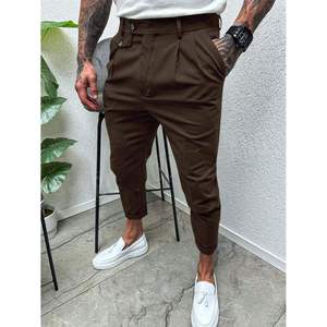 Pantalon de Costume Homme Coupe Slim 100% Coton Plissé Devant Extensible Skinny Classique Fuselé XL - Product Image 4