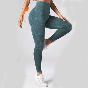 Leggings sin costuras para mujer, pantalones de yoga, leggings de fitness con efecto push-up, cintura alta, fruncidos, ajustados, para gimnasio. - Product Image 2