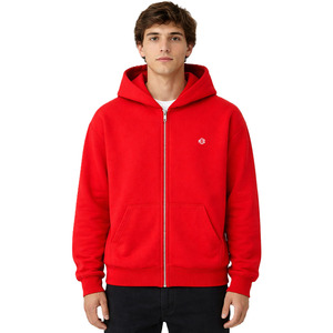 เสื้อฮู้ดซิปสีพื้น ผ้าฝ้ายฟลีซ ทรงโอเวอร์ไซส์ สตรีทแวร์ ซิปเต็มตัว ทรงหลวม รับทำโลโก้ ขายส่งจำนวนมาก - Product Image 1