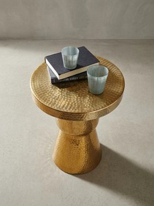 Mesa de Centro Redonda Moderna con Acabado Martillado, 43 cm de Diámetro, Muebles Contemporáneos para Sala de Estar - Product Image 4