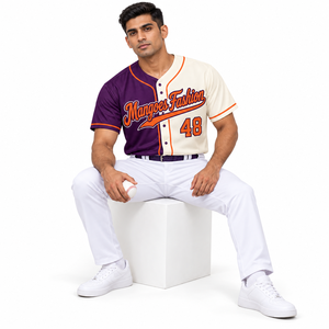 Maillot de baseball Mangoes Fashion pour hommes et femmes, manches courtes, col en V, boutons, logo d'équipe personnalisé, respirant et anti-humidité, sport - Product Image 2