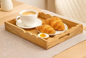 Plateau de service rustique en bois écologique de luxe avec poignées, idéal pour le petit-déjeuner, la table basse, l'ottoman, la cuisine et la maison - Product Image 5