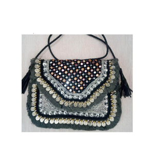 Top Quality Handmade Mirrorwork Embroidery Jute <b>Coin</b> Clutch <b>Bag</b> with Beading Decoration - Product Image 4