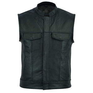 Gilet d'hiver personnalisé pour homme en cuir véritable pleine fleur, respirant, imperméable, coupe-vent, anti-UV et écologique pour moto - Product Image 1