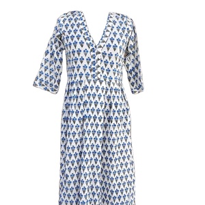 ชุดเดรสผ้าฝ้ายอินเดียแบบ100% ชุดราตรียาวพร้อมปักสำหรับตกแต่ง - Product Image 1