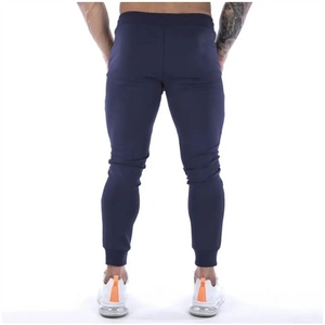 Men's Navy Blue Elastic Waist Sweatpants With Side Pockets Casual Jogger Pants Midweight Knitted Spandex Cotton Blend Autumn Wea - Product Image 1