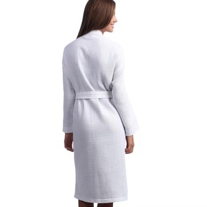 Peignoir élégant et confortable pour femme, toucher doux, 100% coton gaufré, manches longues, articles essentiels pour la maison de haute qualité - Product Image 3
