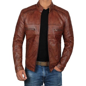 Men's Chocolate Brown Coated Waxed Leather Varsity <b>Jacket</b> Stand Real <b>Sheepskin</b> Lining Fully Customized Hooded Vintage Design - Product Image 1